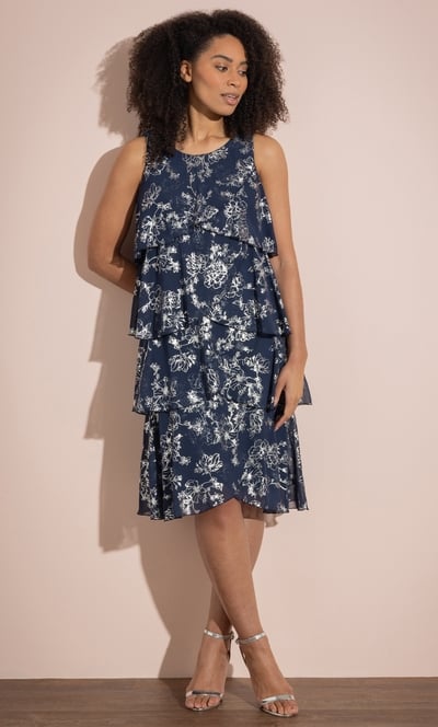 Shimmer Print Layered Dress