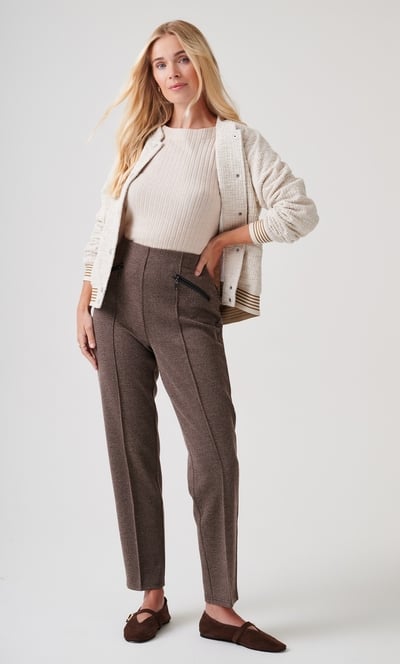 Chevron Patterned Slim Leg Trousers