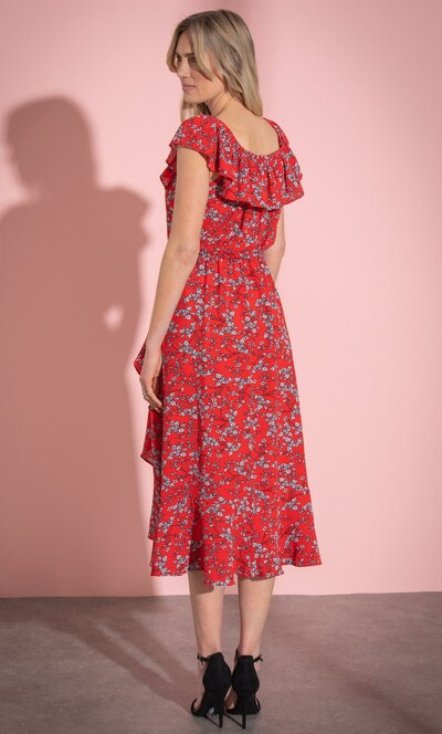 Garden Printed Frill Midi Dress
