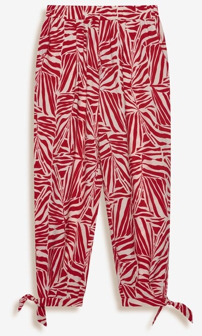 Printed Tie Hem Cropped Trousers