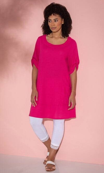 Oversized Linen Blend Tunic Top