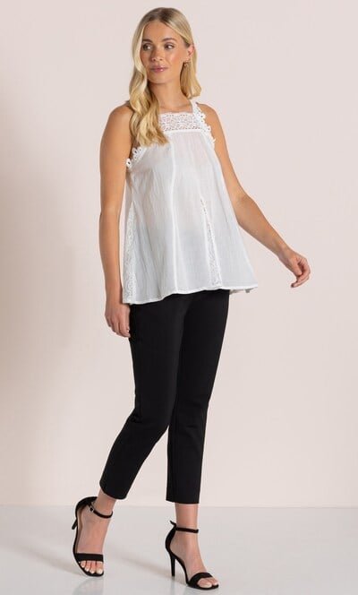 Crochet Trim Square Neck Top