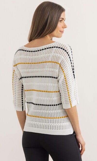 Striped Crochet Knit Jumper