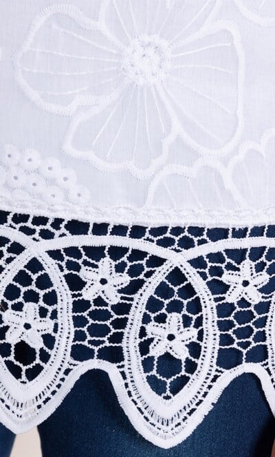 Crochet Trim And Embroidered Top