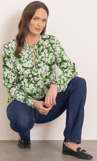 Garden Printed Long Sleeve Top