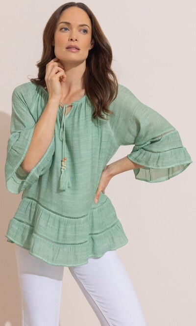 Ruffle Hem Peplum Top