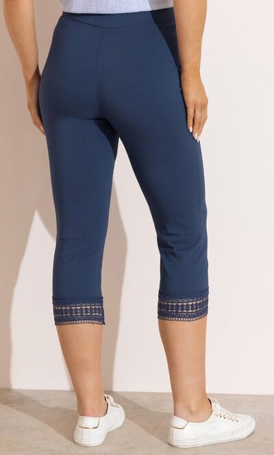 Lace Trim Pull On Capri Trousers