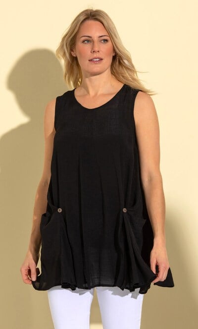 Pocket(4) Tunic Top Cotton Block Print (Fits Plus Size)
