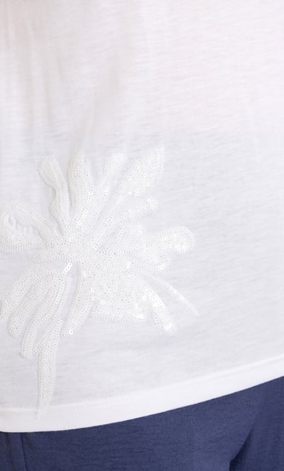 Sequinned Short Sleeve Jersey Top