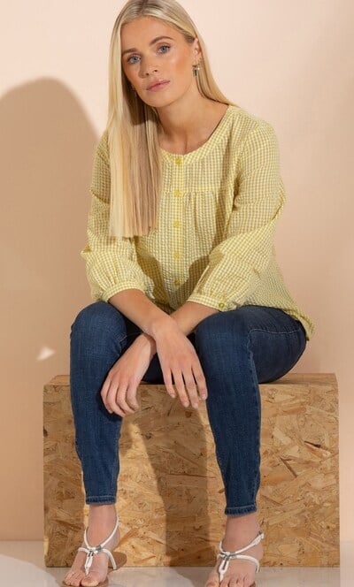 Seersucker Checked Blouse
