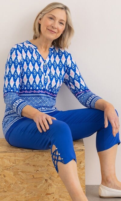 Anna Rose Printed Notch Neck Top