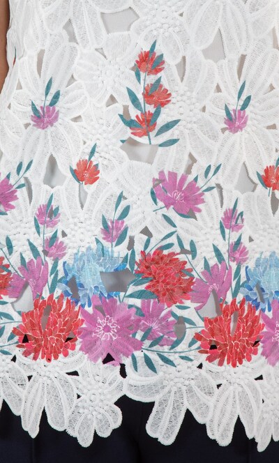 Anna Rose Floral Placement Print Lace Top