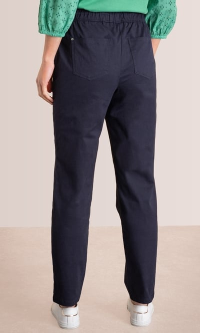 Pull On Cotton Stretch Slim Leg Trousers