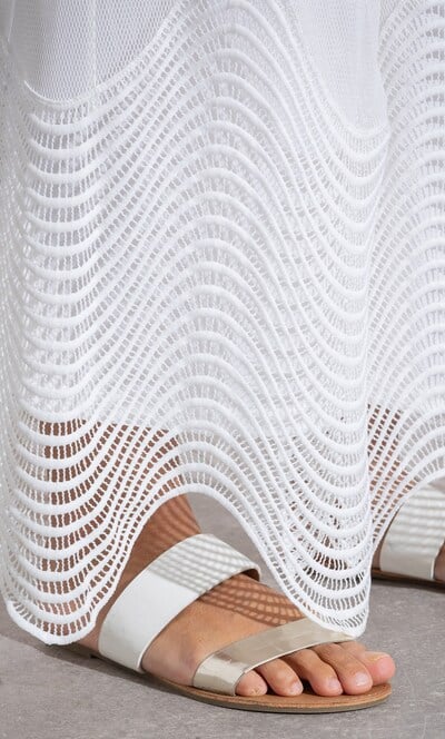 Wide Leg Pull On Mesh Trousers