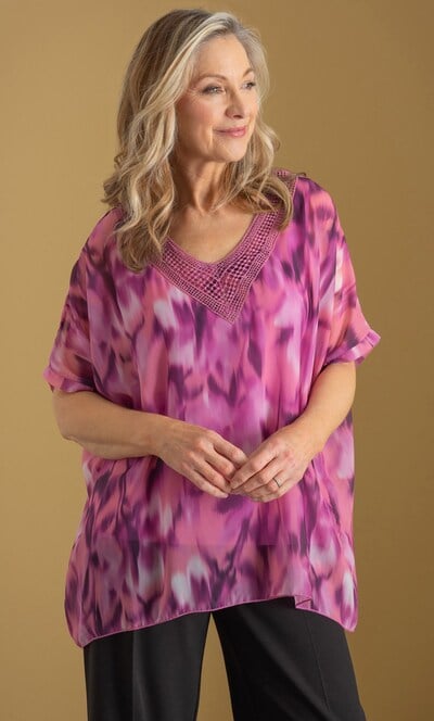 Anna Rose Crochet Trim Kimono Top