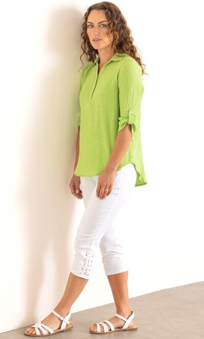 Anna Rose Shimmer Splash Textured Cotton Top
