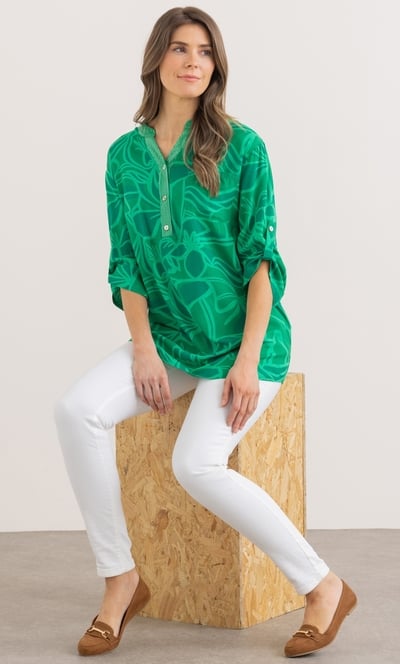 Embellished Printed Relaxed Fit Cotton Top
