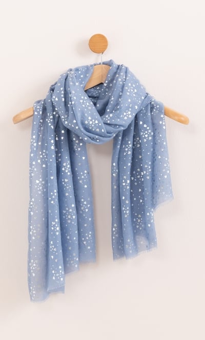 Lightweight Foil Heart Print Scarf