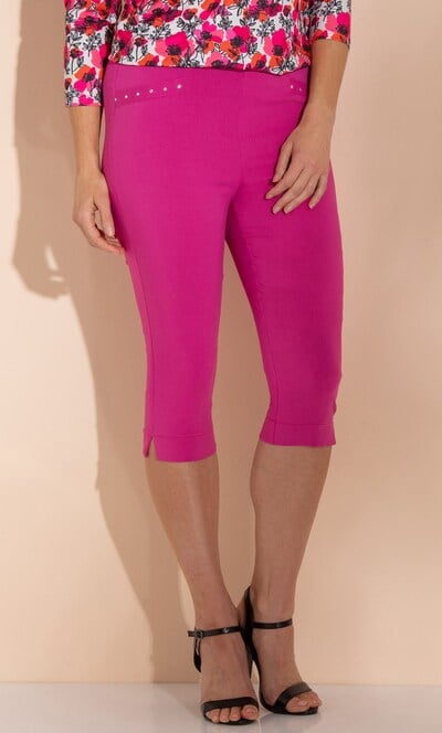 Embellished Pull On Stretch Cropped Trousers