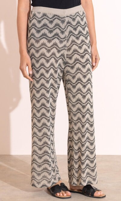 Printed Wide Leg Knitted Trousers