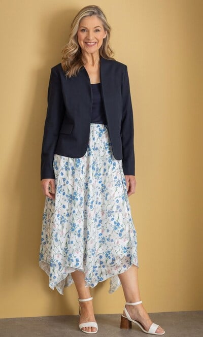 Anna Rose Garden Print Hanky Hem Skirt