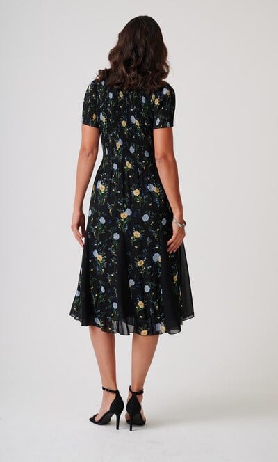 Anna Rose Garden Print Pleated Midi Dress