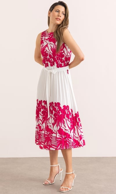 Pleated Border Printed Dress