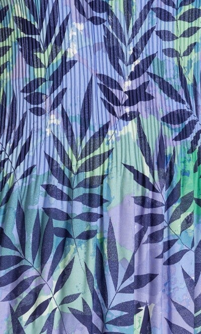 Leaf Print Pleated Dress