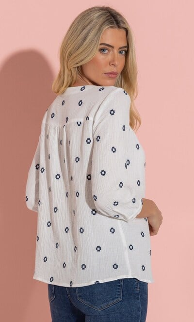 Embroidered Textured Cotton Blouse