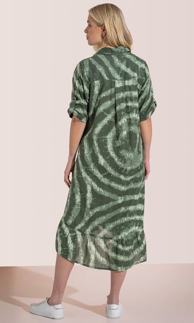 Printed Linen Blend Shirt Dress