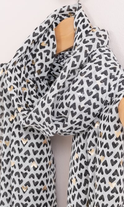 Lightweight Shimmer Heart Scarf