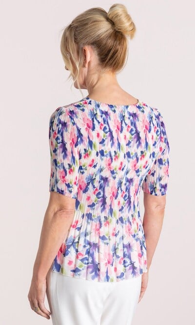 Anna Rose Bouquet Print Pleated Top