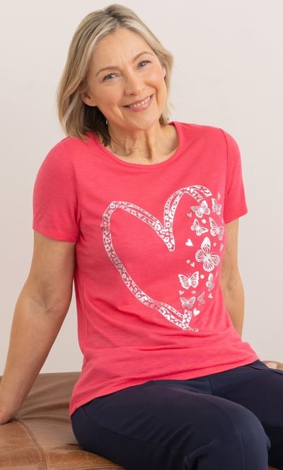 Anna Rose Butterfly Foil Print Top