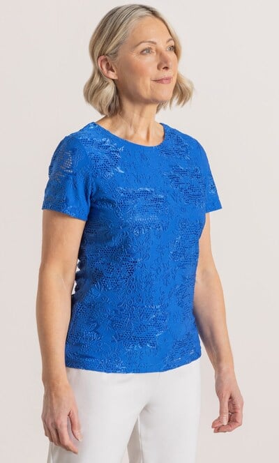 Anna Rose Embossed Short Sleeve Top