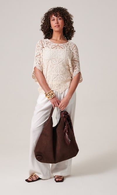 Floral Crochet Short Sleeve Top