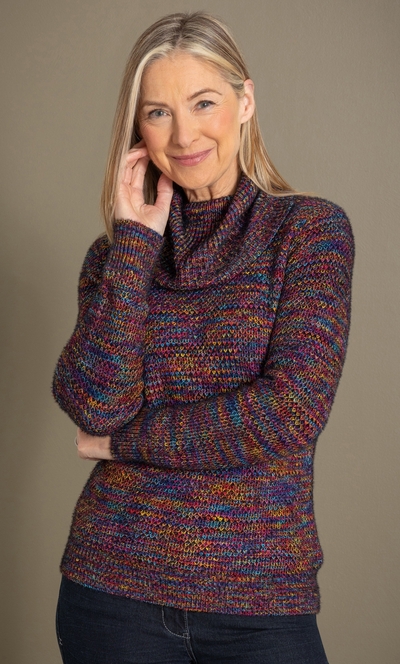 Anna Rose Rainbow Cowl Neck Jumper
