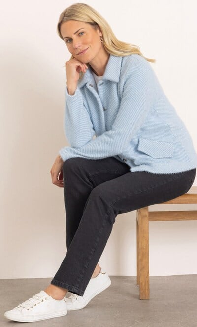 Textured Knit Collared Jacket