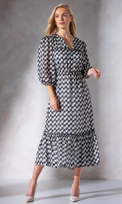 Printed Chiffon Midaxi Dress