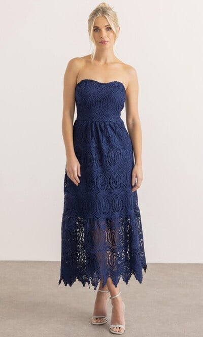 Bandeau Crochet Lace Maxi Dress
