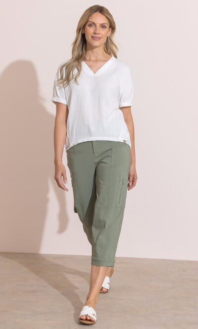Short Sleeve Textured Cotton Top