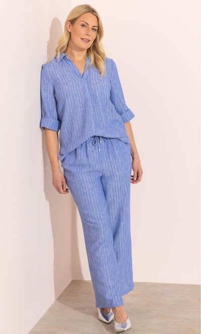 Anna Rose Wide Leg Lurex Striped Trousers