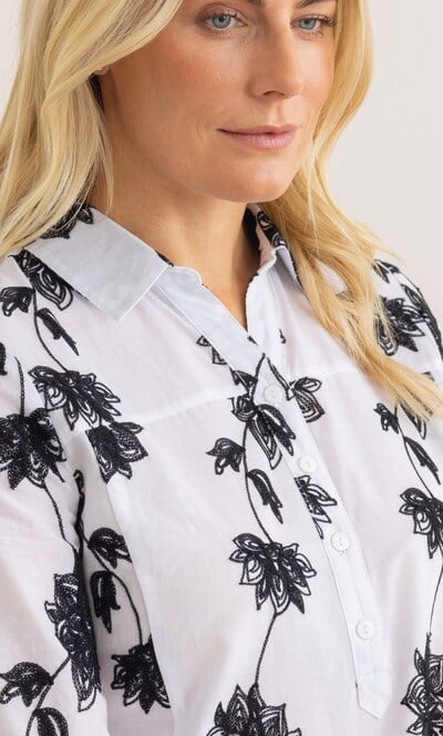 Floral Embroidered Cotton Top