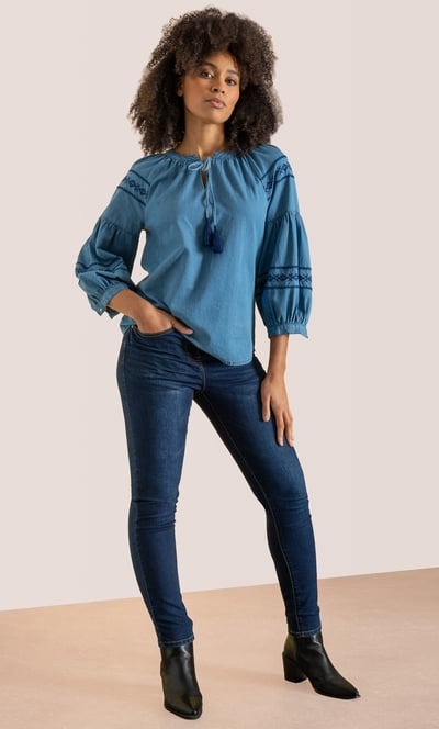 Boho Embroidered Raglan Sleeve Top