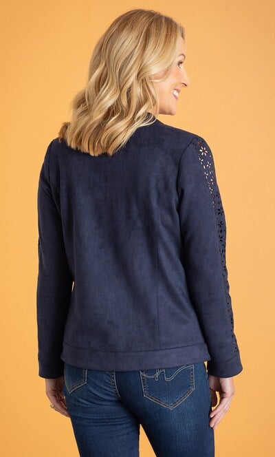 Anna Rose Laser Cut Suedette Jacket