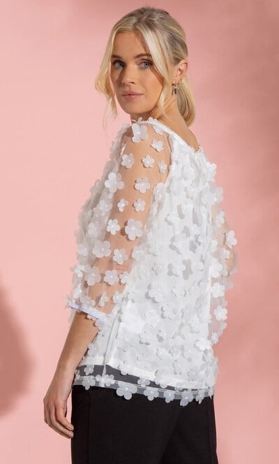 Floral Applique Bardot Top