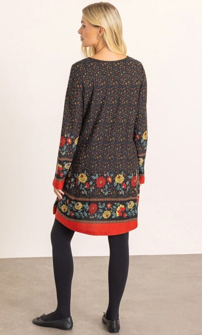 Border Print Knitted Tunic Top