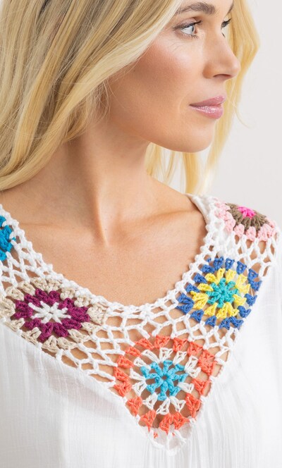 Crochet Detail Tassel Top