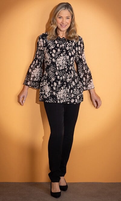 Anna Rose Floral Pleated Top