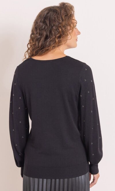 Anna Rose Embellished V Neck Knitted Top