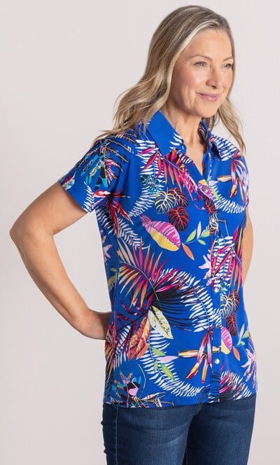 Anna Rose Leaf Print Textured Blouse